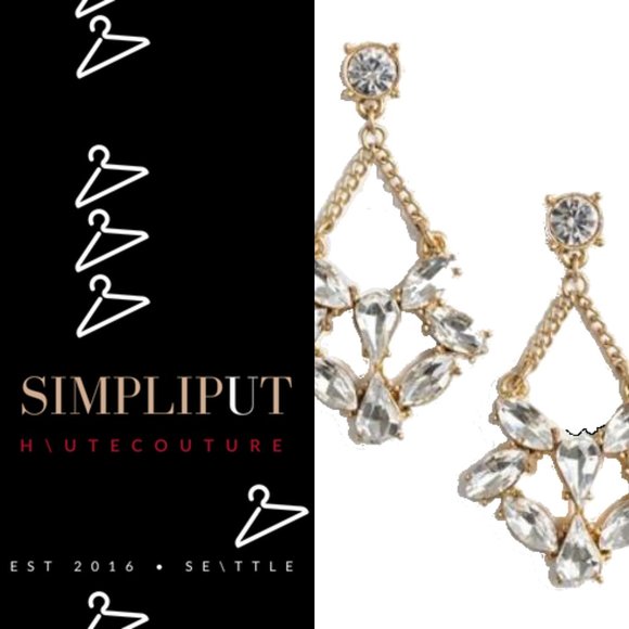 J. Crew Factory Faux Diamond Dangle Earrings - Picture 1 of 8